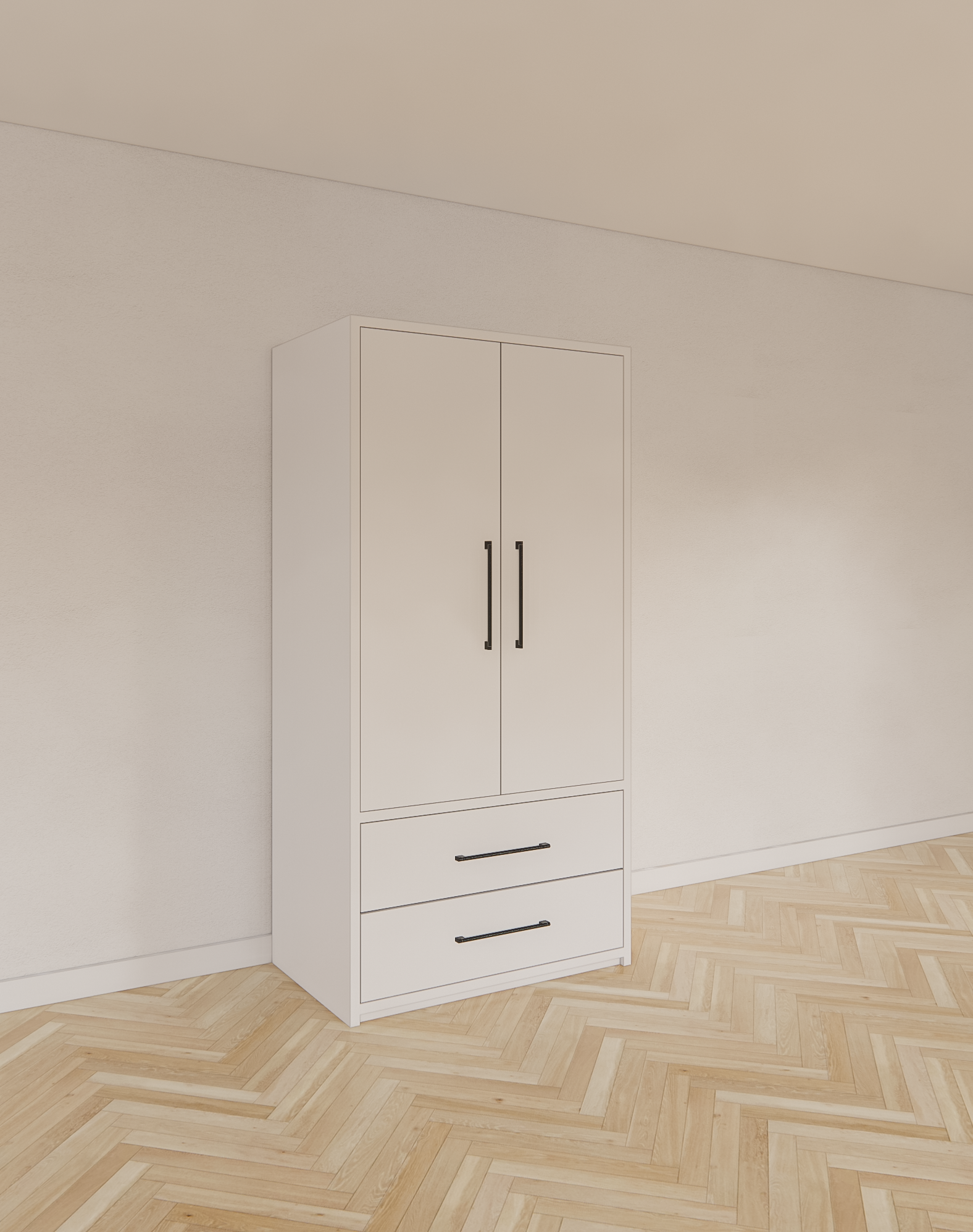 Kleiderschrank Zakyntos 01 - 100x60x200H cm - 2 Türen - 2 Schubladen