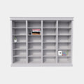 Bücherregal Queens Bibliothek - 300x40x240H cm - 20 verstellbare Einlegeböden - zerlegbar - schlichte Landhausoptik