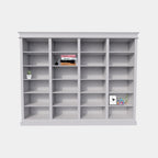 Bücherregal Queens Bibliothek - 300x40x240H cm - 20 verstellbare Einlegeböden - zerlegbar - schlichte Landhausoptik