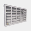 Bücherregal Queens Bibliothek - 400x40x240H cm - 25 verstellbare Einlegeböden - zerlegbar - schlichte Landhausoptik