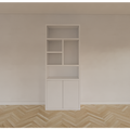 Bücherregal Mendoza 01 - 90x35x220H cm - 2 Türen zum Aufschieben - 5 offene Fächer