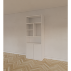 Bücherregal Mendoza 01 - 90x35x220H cm - 2 Türen zum Aufschieben - 5 offene Fächer