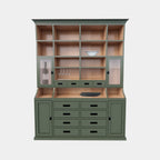 Buffetschrank Korfu - 200x40x240H cm - Innenausstattung aus Kiefernholz - 12 Schubladen mit Soft Close - 2 Vitrinentüren - 2 geschlossene Türen - offene Fächer