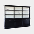 Buffetschrank Miami Beach - 260x53x218H cm - 3 Schiebetüren für Vitrinen - 3 Schubladen - 3 geschlossene Schiebetüren - Glasseiten