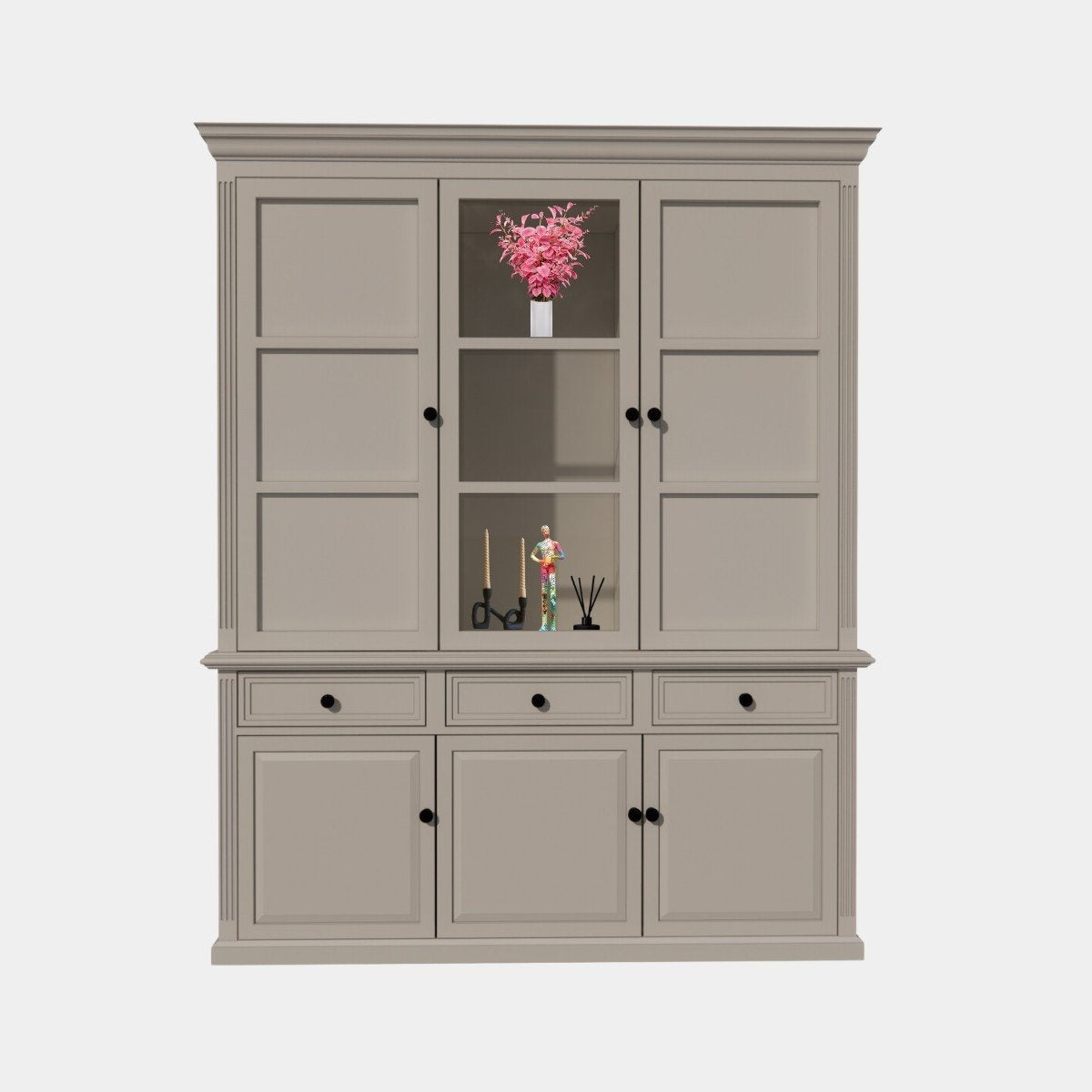 Buffetschrank Richland - 170x51x220H cm - geschlossene Türen im Oberschrank - 6 Flügeltüren - 3 Soft-Close-Schubladen - Landhausstil
