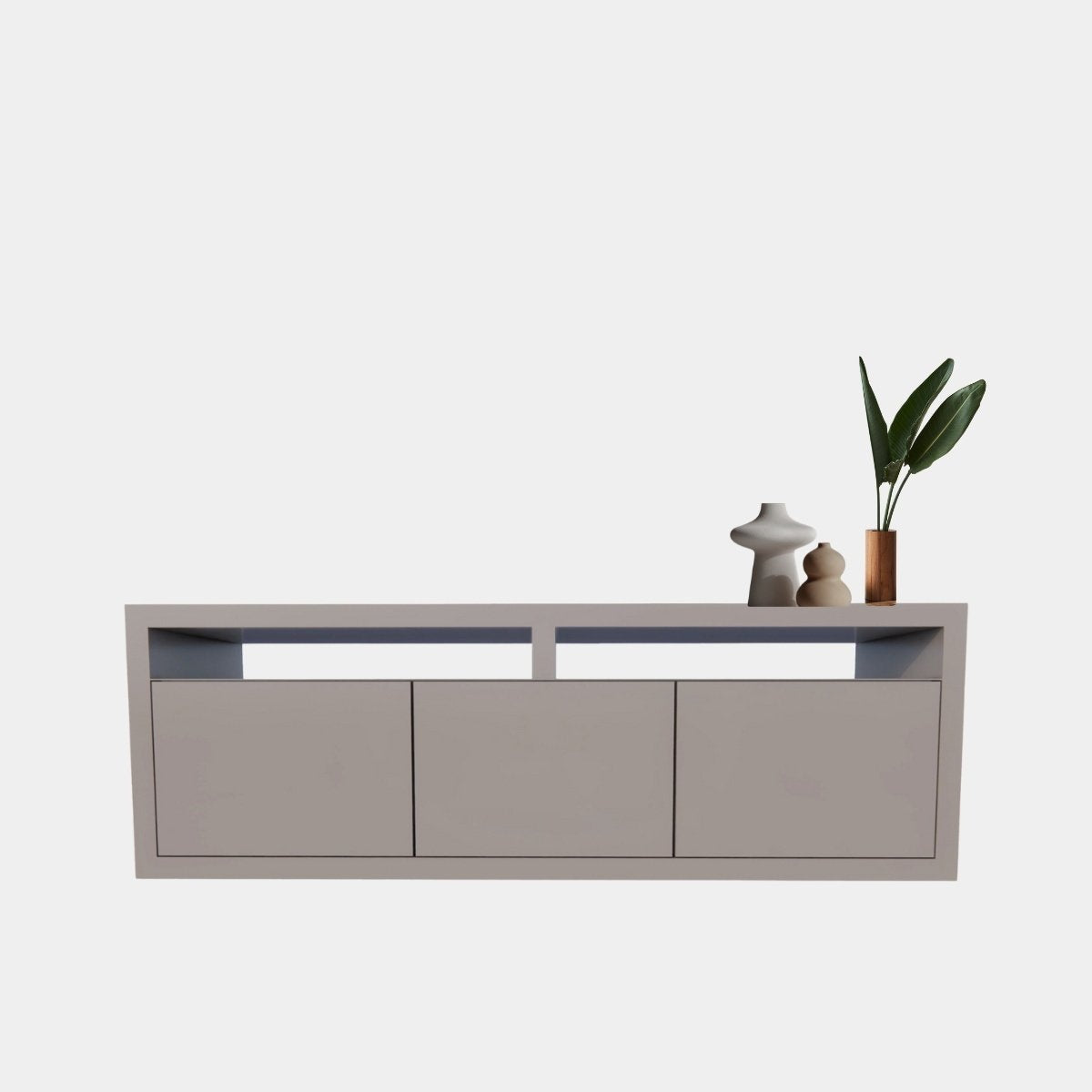 Manhattan 10 TV Sideboard - 180x40x60H cm - schlankes Design - 3 grifflose push-to-open Türen - offenes Zwischenfach