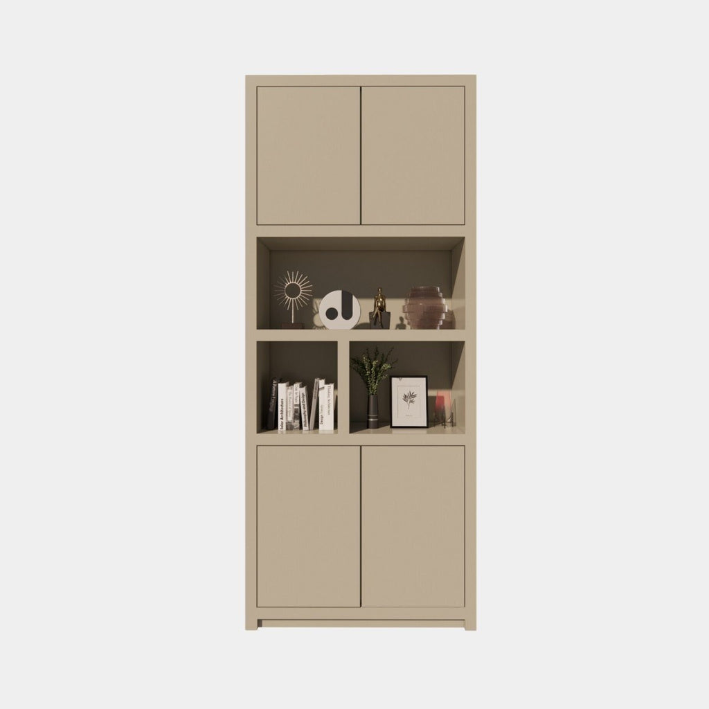 Albufeira Regal - 100x40x240H cm - 4 grifflose Push-to-Open Türen - schlankes Design - Türen im Oberschrank - 5cm Fachbodenstärke
