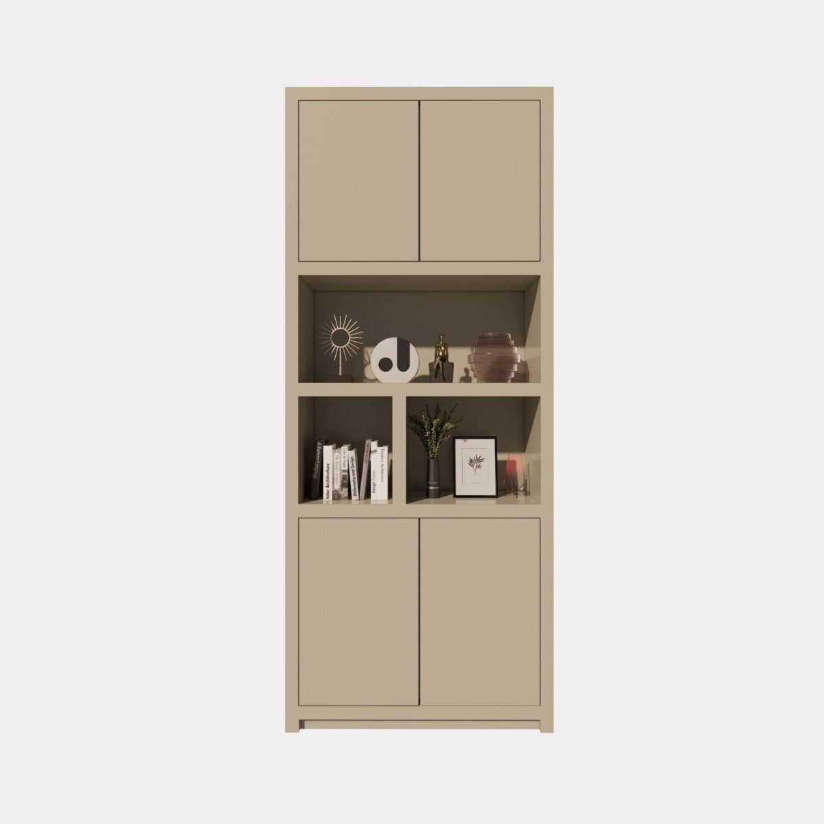 Albufeira Regal - 100x40x240H cm - 4 grifflose Push-to-Open Türen - schlankes Design - Türen im Oberschrank - 5cm Fachbodenstärke