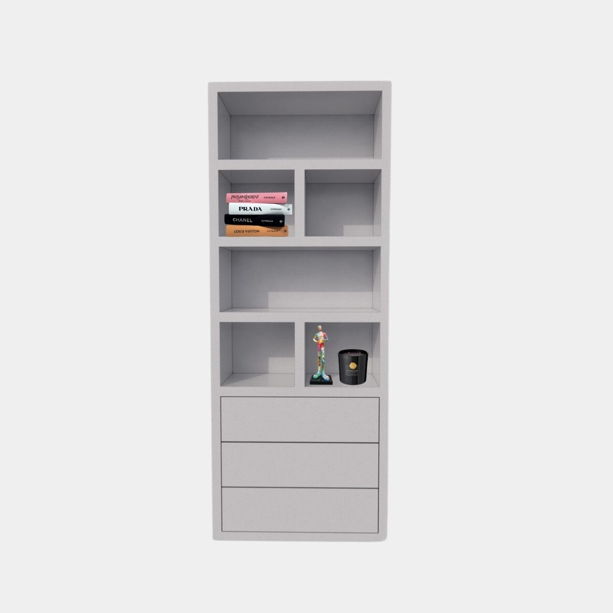 Sideboard Dallas - 90x40x230H cm - schlankes Design - offene Fächer - 3 grifflose Soft-Close-Schubladen - 5cm Fachbodenstärke