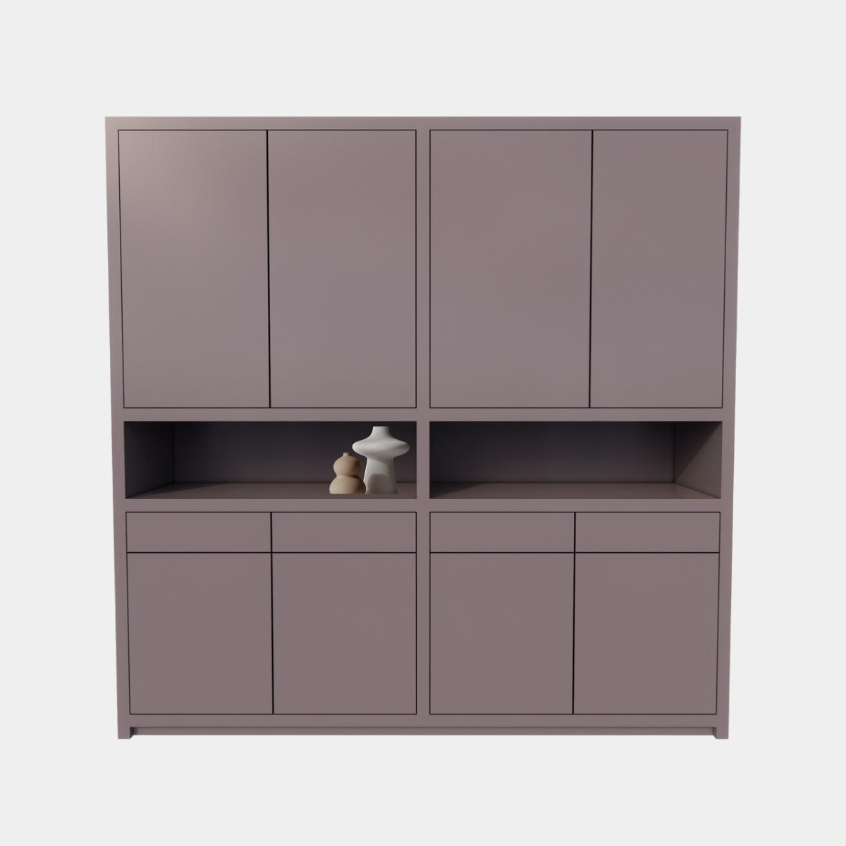 Regal Lanzarote - 240x50x240H cm - 8 Push-to-open-Türen - grifflose Türen - 4 Soft-Close-Schubladen - schlankes Design - offenes Fach in der Mitte