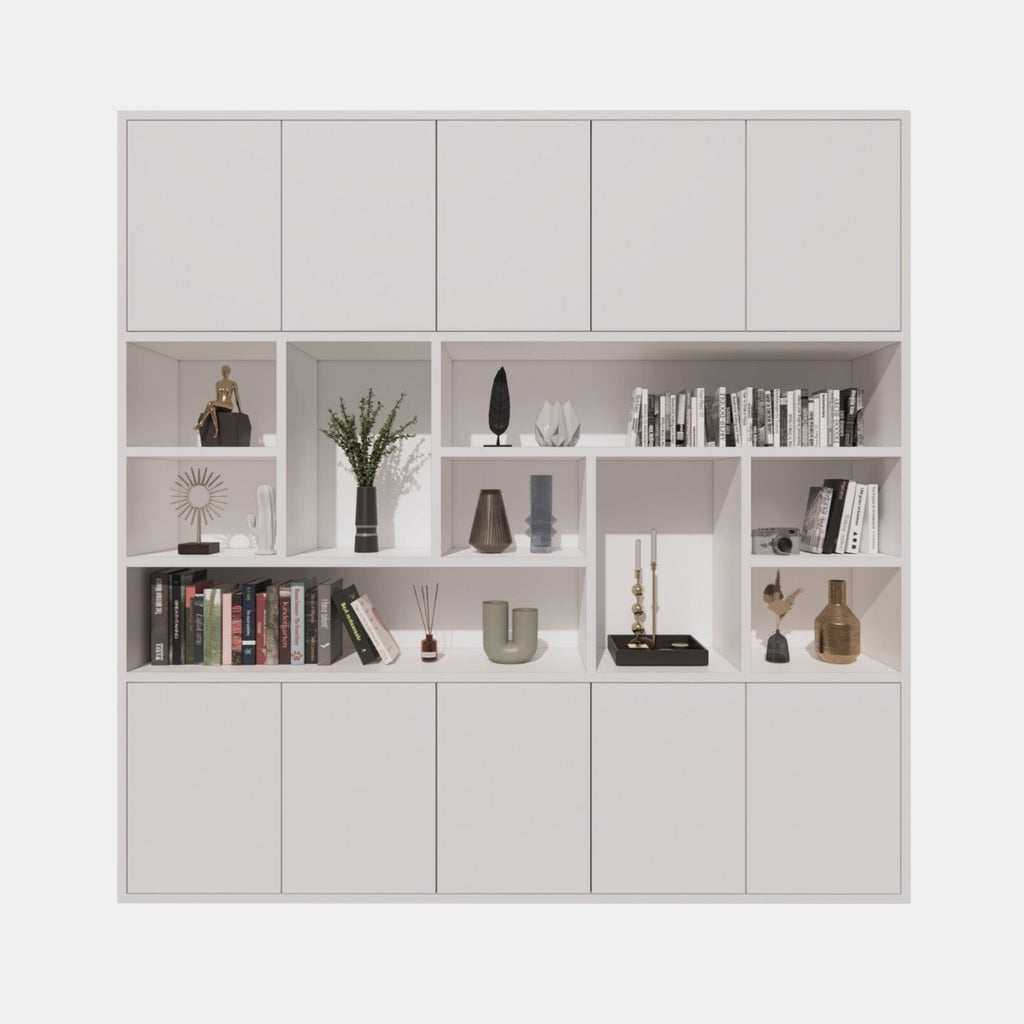 Liverpooler Fächerschrank - 240x40x240H cm - 5cm Fachbodenstärke - push to open Türen - schlankes Design - Türen im Oberschrank