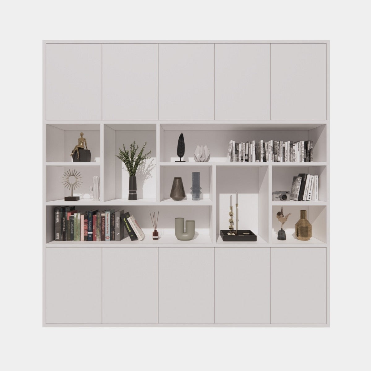Liverpooler Fächerschrank - 240x40x240H cm - 5cm Fachbodenstärke - push to open Türen - schlankes Design - Türen im Oberschrank