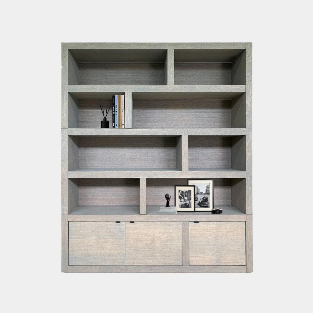 Kleiderschrank London 01 - 200x40x240H cm - Eiche - 3 geschlossene Türen - offene Fächer - schlankes Design