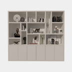 Madrid Regal - 280x40x240H cm - 5cm Fachbodenstärke - schlankes Design - 6 grifflose Push-to-Open-Türen - offene Regale