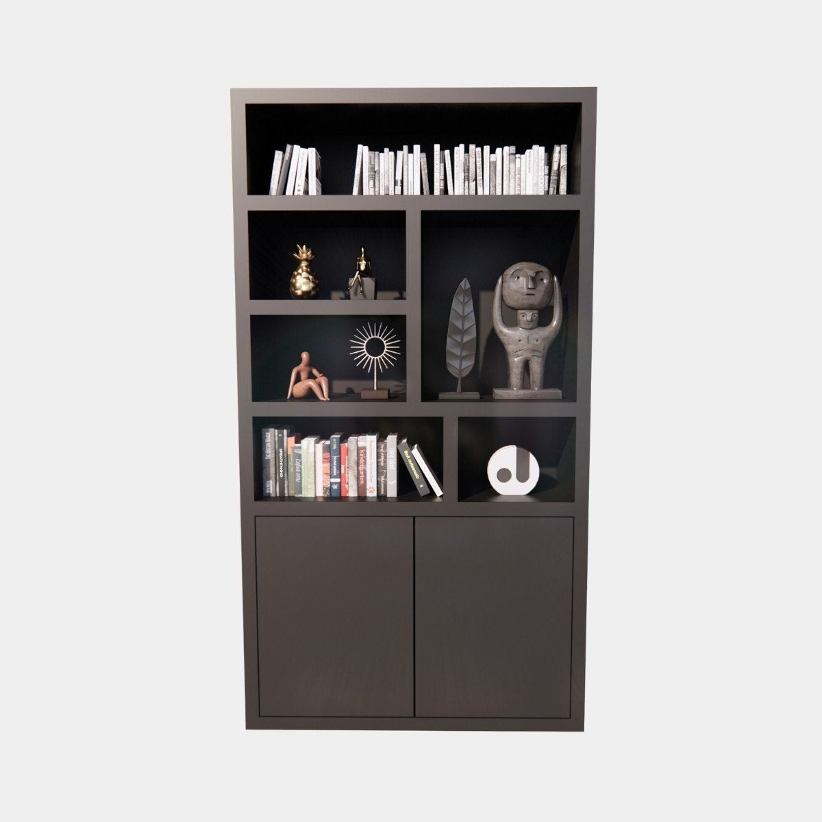 Kleiderschrank Ronda - 120x40x220H cm - 5cm Bodenstärke - offene Einlegeböden - 2 grifflose Push-to-open-Türen - schlichtes Design