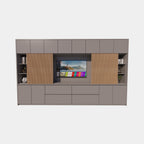 TV-Fachschrank/TV-Schrank Winterberg - 400x40x240H cm - Cinewall - TV-Fach - mit Schiebetüren - 12 Push-to-open-Türen - 4 grifflose Soft-Close-Schubladen - schlankes Design - zerlegbar - 5cm Fachbodenstärke