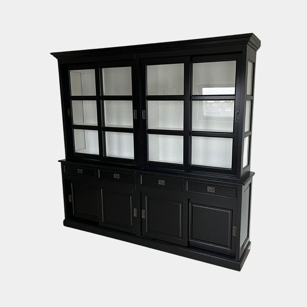 Buffetschrank San Marco - 240x50x220H cm - 4 Schiebetüren aus Glas - Seiten aus Glas - 4 Schubladen mit Soft Close - 4 geschlossene Schiebetüren