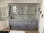 Buffetschrank Miami Beach - 220x53x218H cm - 3 Schiebetüren für Vitrinen - 3 Schubladen - 3 geschlossene Schiebetüren - Glasseiten