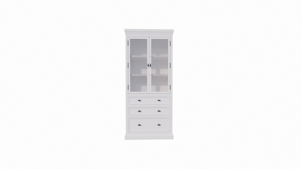Buffetschrank Alaska - 100x48x225H cm - schwarze Griffe - 3 Soft-Close-Schubladen
