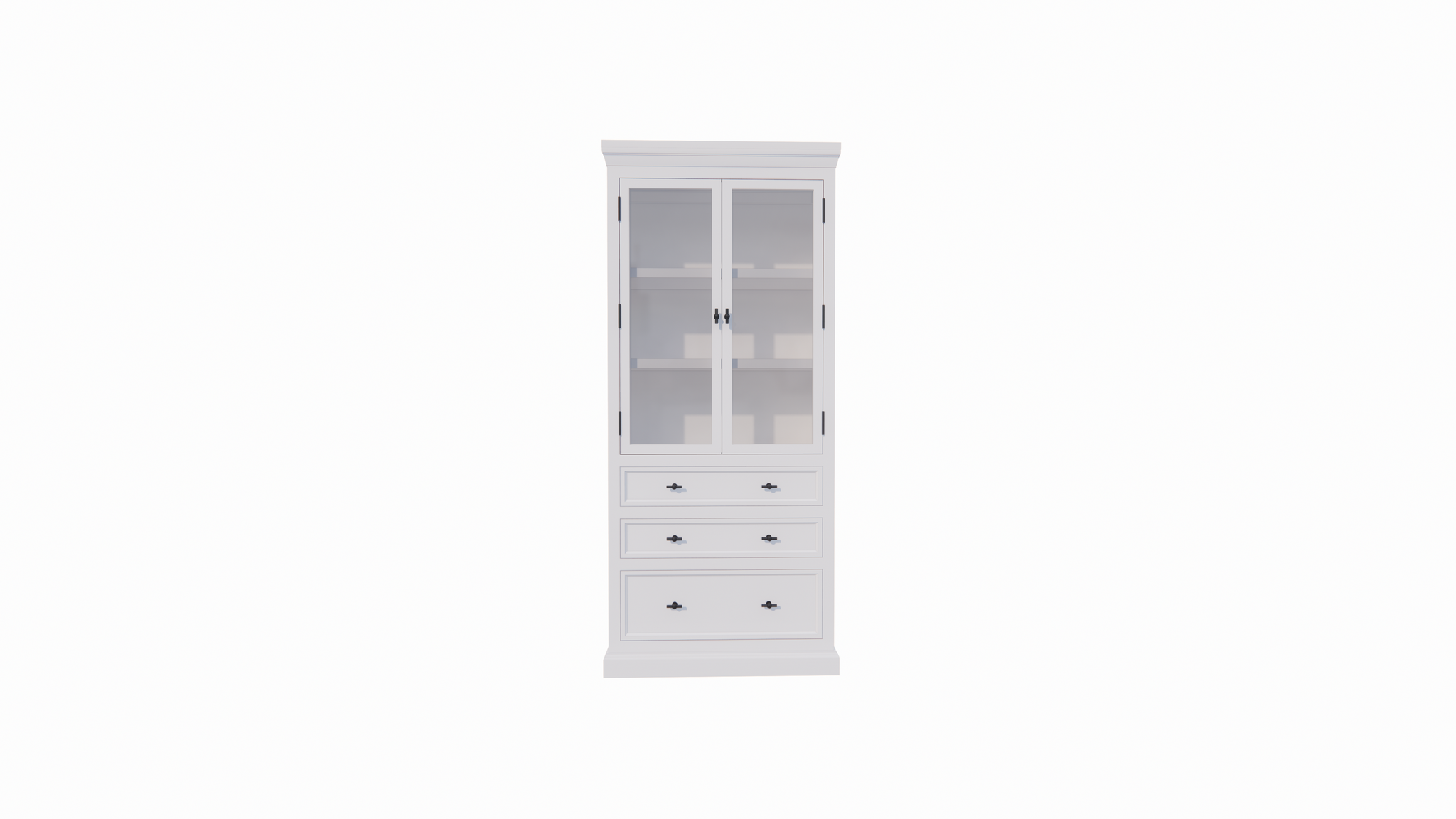Buffetschrank Alaska - 100x48x225H cm - schwarze Griffe - 3 Soft-Close-Schubladen