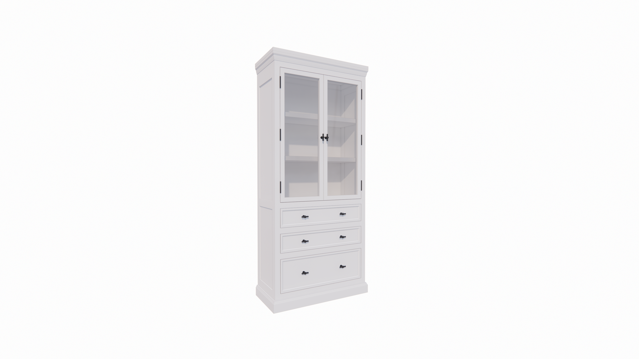 Buffetschrank Alaska - 100x48x225H cm - schwarze Griffe - 3 Soft-Close-Schubladen