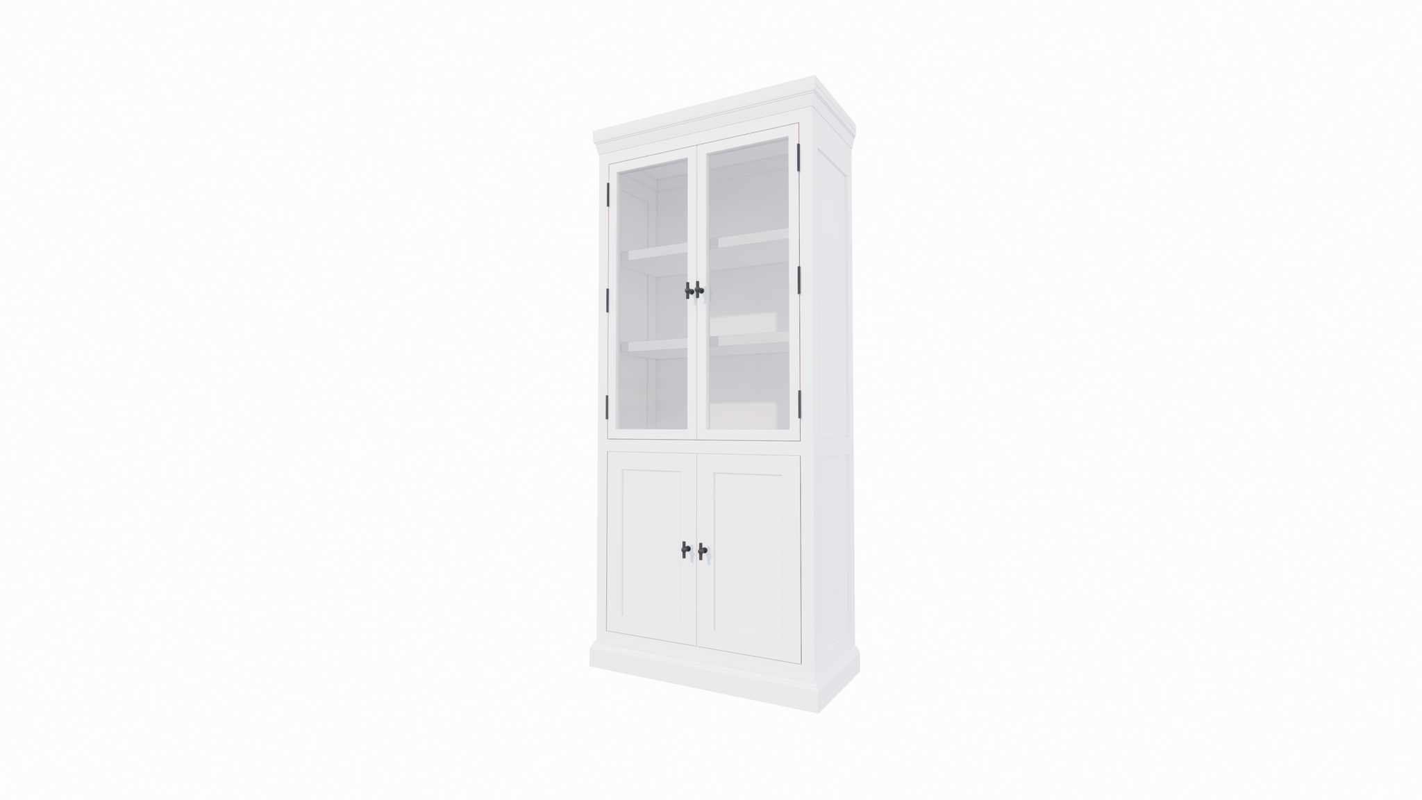Buffetschrank Alaska 02 - 100x48x225H cm - schwarze Griffe - geschlossene Türen - 2 Glastüren