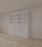 Buffetschrank Alaska 04 - 220x48x225H cm - schwarze Griffe - 2 geschlossene Türen - 6 Schubladen