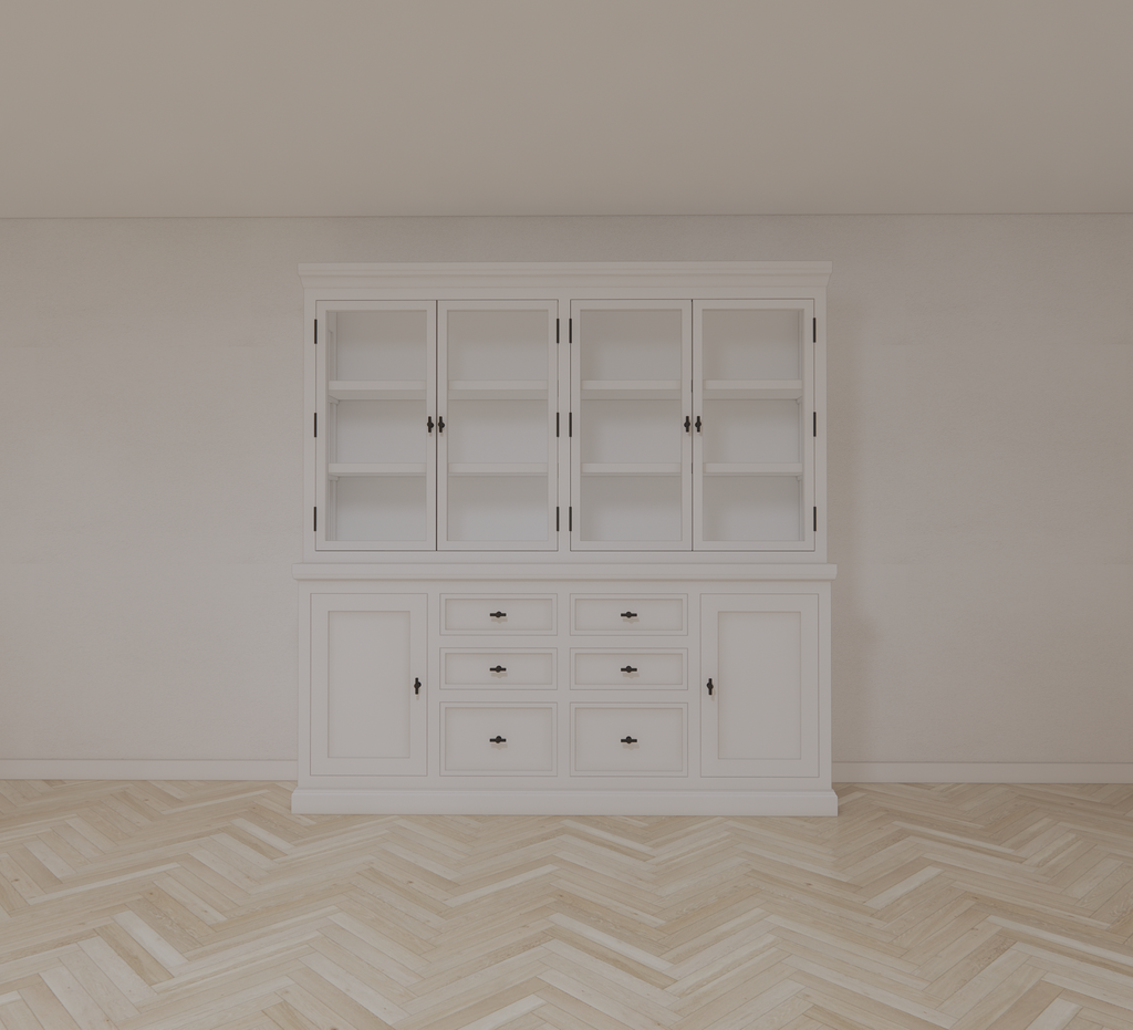 Buffetschrank Alaska 04 - 220x48x225H cm - schwarze Griffe - 2 geschlossene Türen - 6 Schubladen