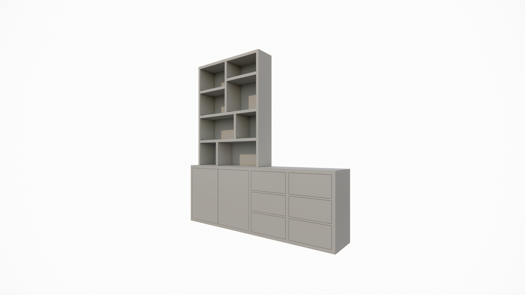 Albi Anrichte/Schrank - 230x30/45x240H cm - Schubladen und Türen mit Push-to-Open - 4cm Bodenstärke