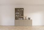 Albi Anrichte/Schrank - 230x30/45x240H cm - Schubladen und Türen mit Push-to-Open - 4cm Bodenstärke