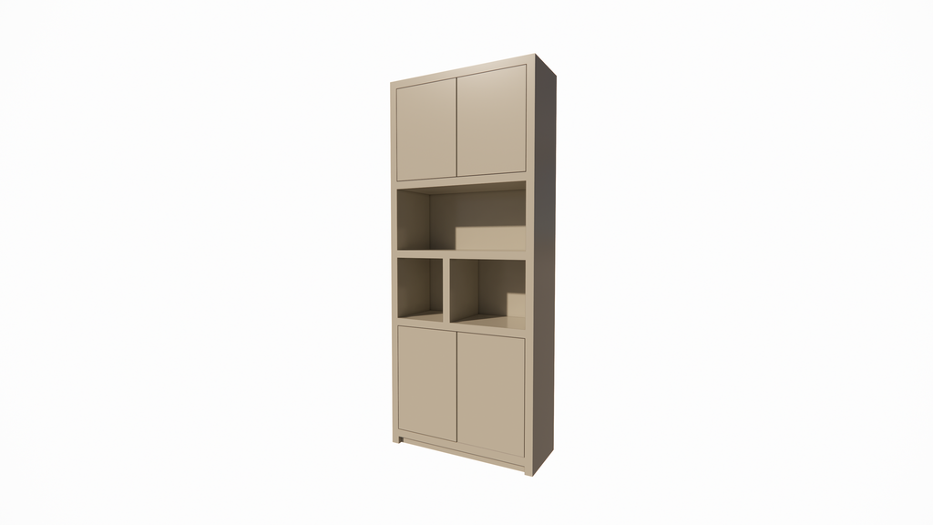 Albufeira Regal - 100x40x240H cm - 4 grifflose Push-to-Open Türen - schlankes Design - Türen im Oberschrank - 5cm Fachbodenstärke