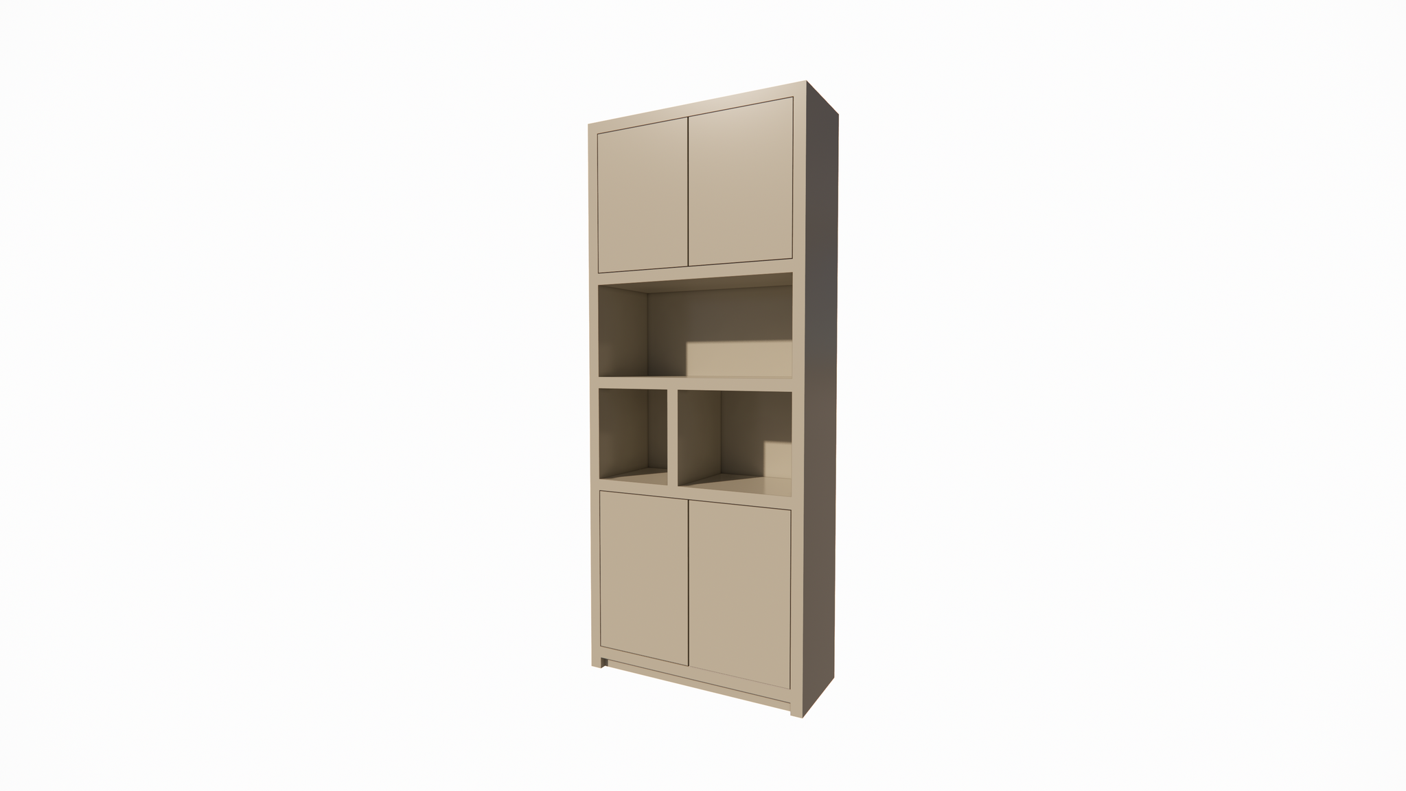 Albufeira Regal - 100x40x240H cm - 4 grifflose Push-to-Open Türen - schlankes Design - Türen im Oberschrank - 5cm Fachbodenstärke