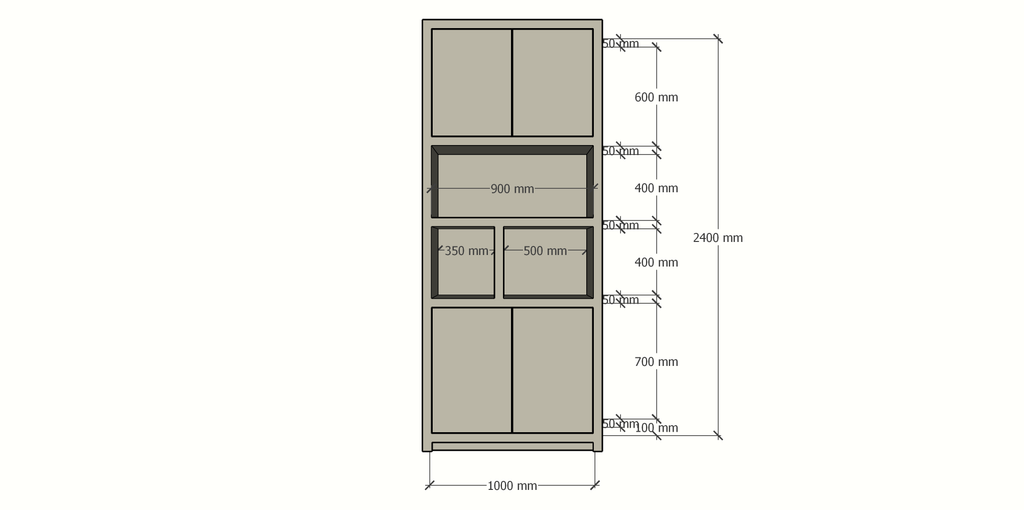 Albufeira Regal - 100x40x240H cm - 4 grifflose Push-to-Open Türen - schlankes Design - Türen im Oberschrank - 5cm Fachbodenstärke