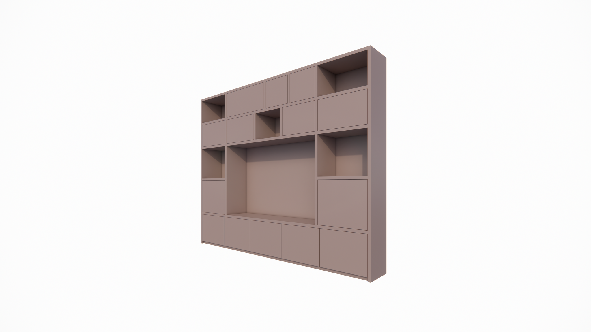 TV-Schrank Alcamo - 349x45x275Hcm - push to open Türen - unterer Unterschrank - glatte Oberfläche