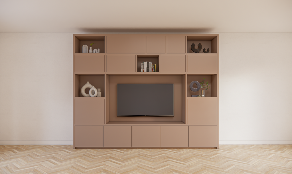 TV-Schrank Alcamo - 349x45x275Hcm - push to open Türen - unterer Unterschrank - glatte Oberfläche