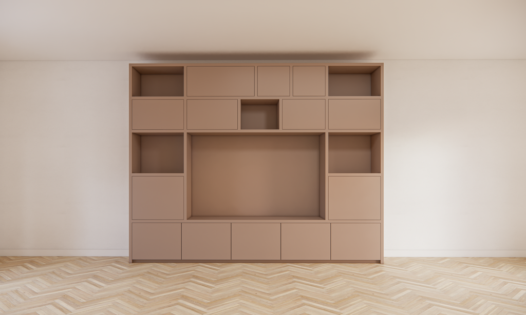 TV-Schrank Alcamo - 349x45x275Hcm - push to open Türen - unterer Unterschrank - glatte Oberfläche