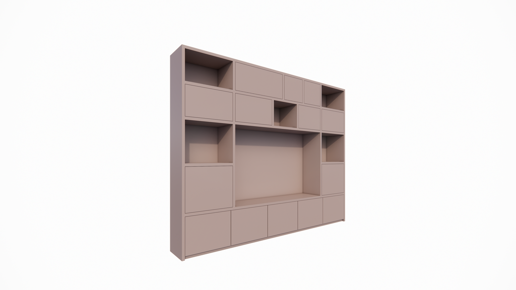 TV-Schrank Alcamo - 349x45x275Hcm - push to open Türen - unterer Unterschrank - glatte Oberfläche