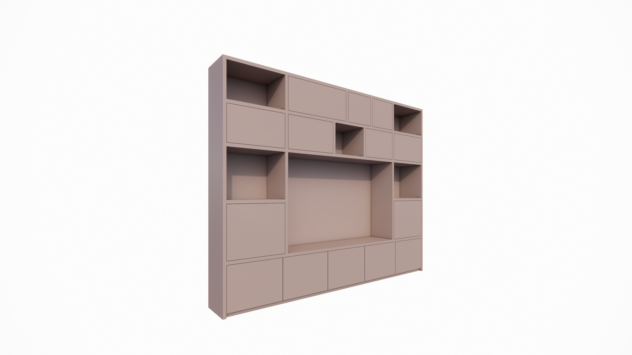 TV-Schrank Alcamo - 349x45x275Hcm - push to open Türen - unterer Unterschrank - glatte Oberfläche