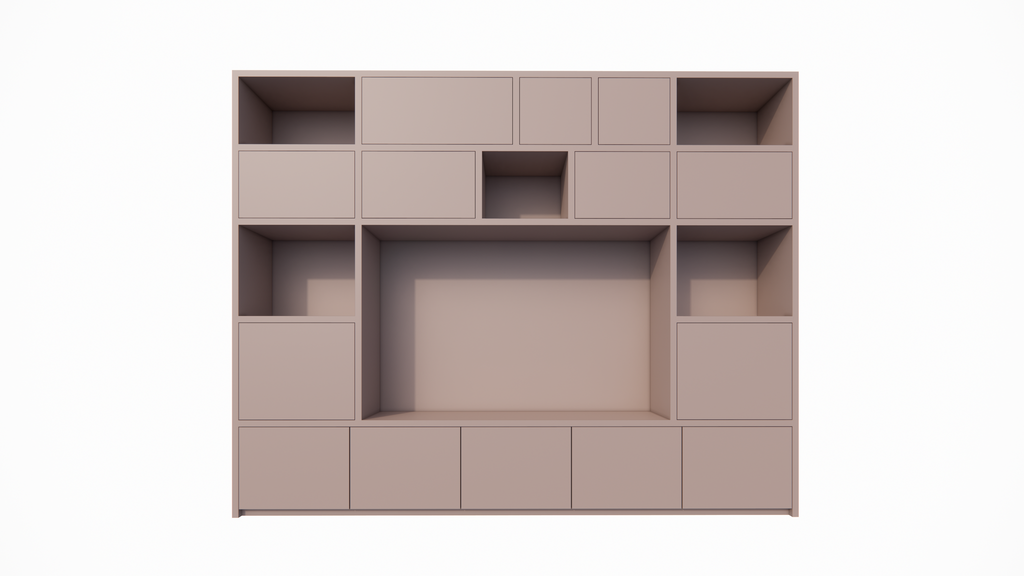 TV-Schrank Alcamo - 349x45x275Hcm - push to open Türen - unterer Unterschrank - glatte Oberfläche