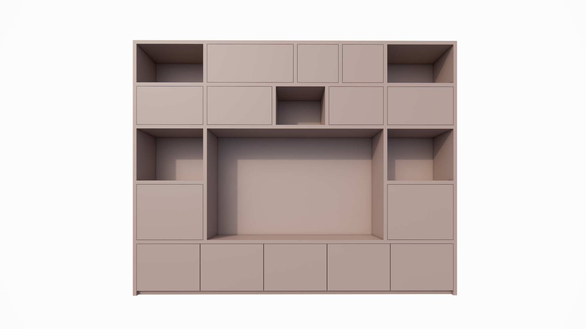 TV-Schrank Alcamo - 349x45x275Hcm - push to open Türen - unterer Unterschrank - glatte Oberfläche