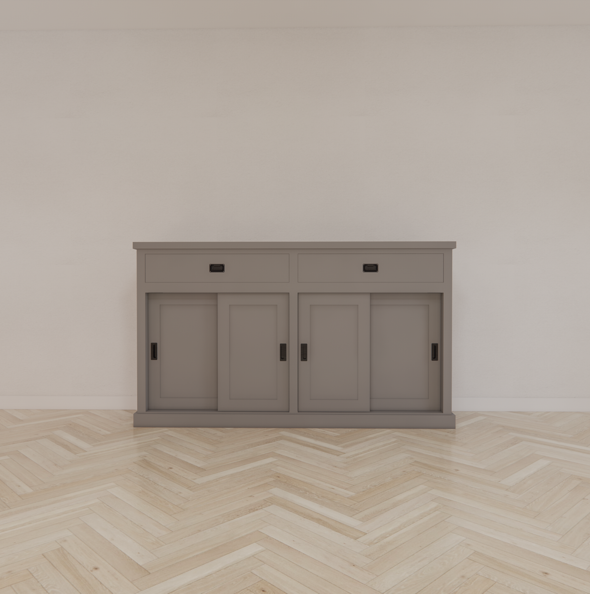 Sideboard Algarve 04 - 190x46x110H cm - 4 Schiebetüren - 2 Soft-Close-Schubladen - schlankes Design - hohes Sideboard