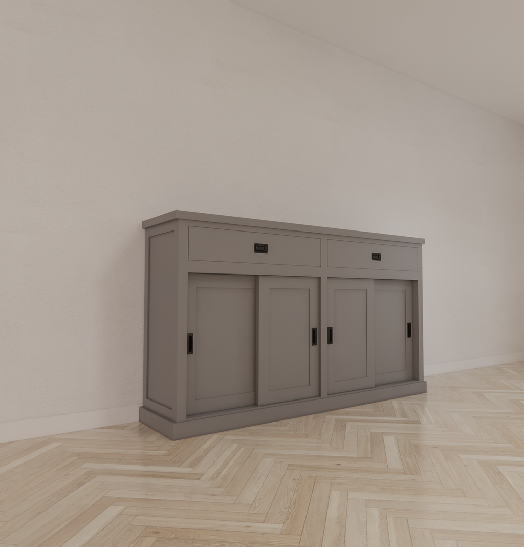 Sideboard Algarve 04 - 190x46x110H cm - 4 Schiebetüren - 2 Soft-Close-Schubladen - schlankes Design - hohes Sideboard