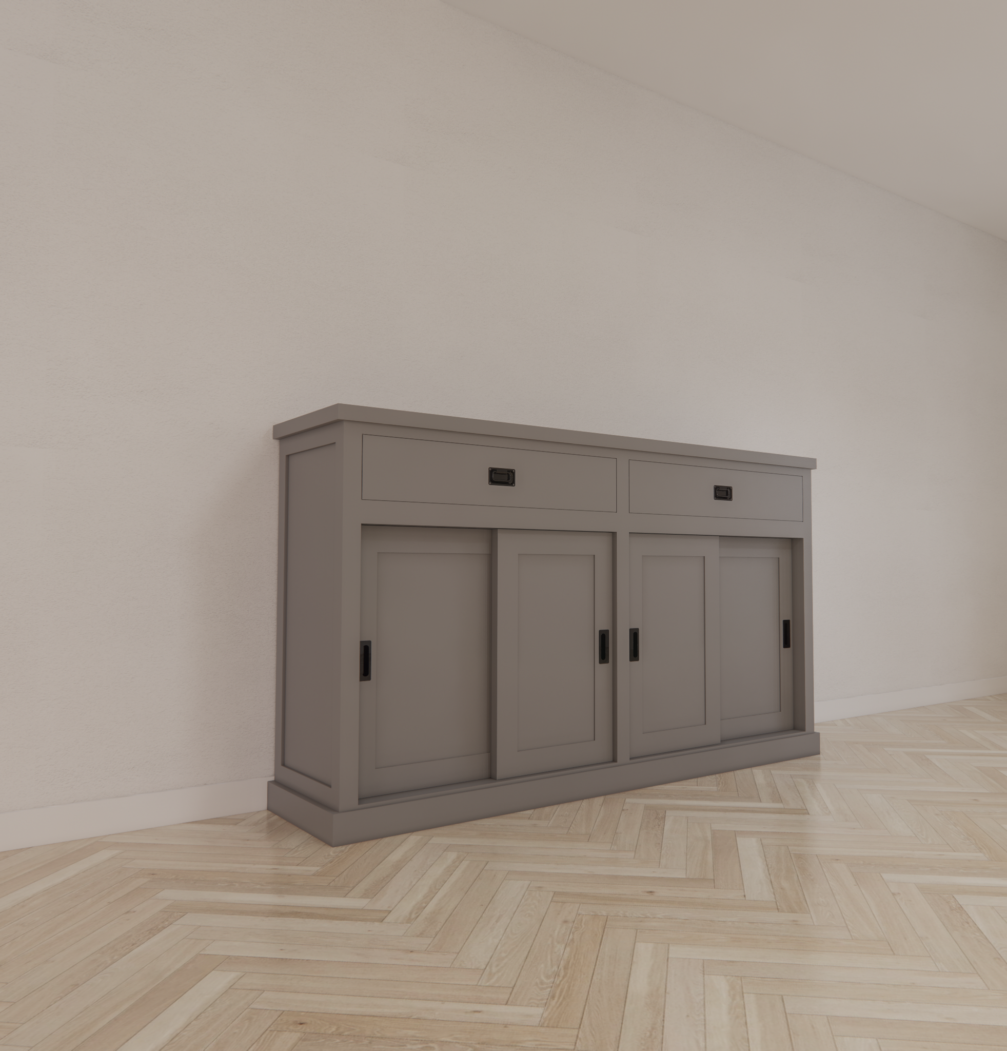 Sideboard Algarve 04 - 190x46x110H cm - 4 Schiebetüren - 2 Soft-Close-Schubladen - schlankes Design - hohes Sideboard
