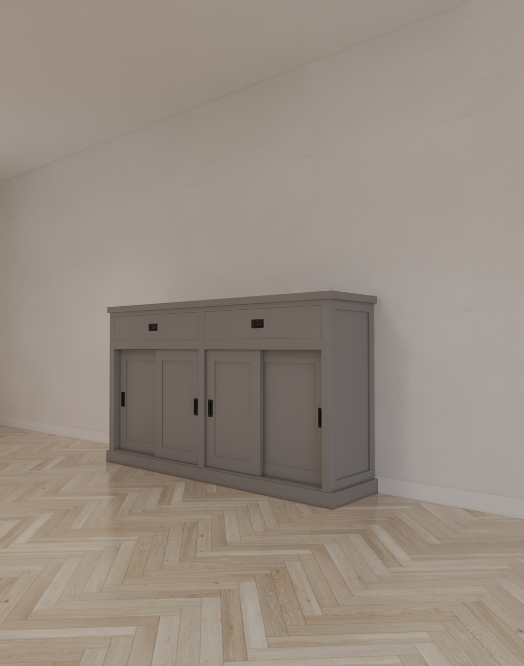 Sideboard Algarve 04 - 190x46x110H cm - 4 Schiebetüren - 2 Soft-Close-Schubladen - schlankes Design - hohes Sideboard