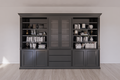 Bücherregal Amalfi - 320x40x220H cm - verstellbare Einlegeböden - Schranktüren - 4 push-to-open Türen - 3 grifflose Schubladen