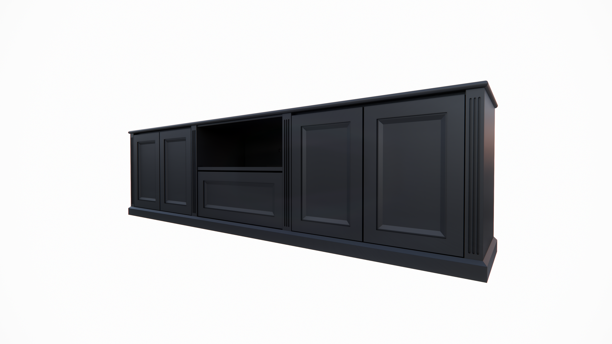 TV-Sideboard Amalfi - 220x40x60H cm - 4 grifflose Push-to-open-Türen - 1 Push-to-open-Schublade - schlichtes Design