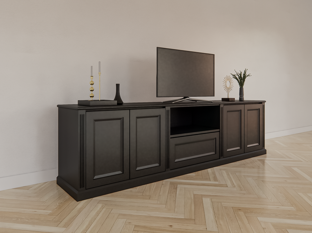 TV-Sideboard Amalfi - 220x40x60H cm - 4 grifflose Push-to-open-Türen - 1 Push-to-open-Schublade - schlichtes Design
