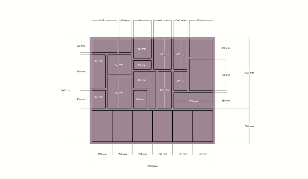 Amora Fächerschrank - 280x20x240H cm - push-to-open Türen