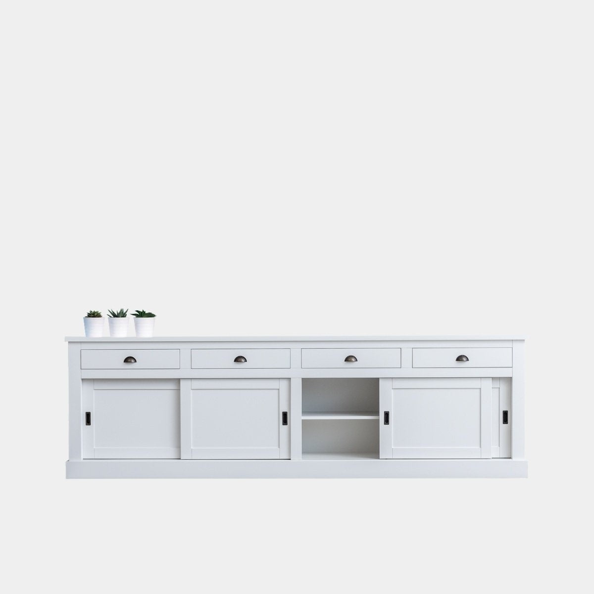 Sideboard Atlanta - 300x50x90H cm - 4 Soft-Close-Schubladen - 4 geschlossene Schiebetüren
