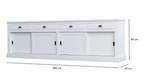 Sideboard Atlanta - 300x50x90H cm - 4 Soft-Close-Schubladen - 4 geschlossene Schiebetüren